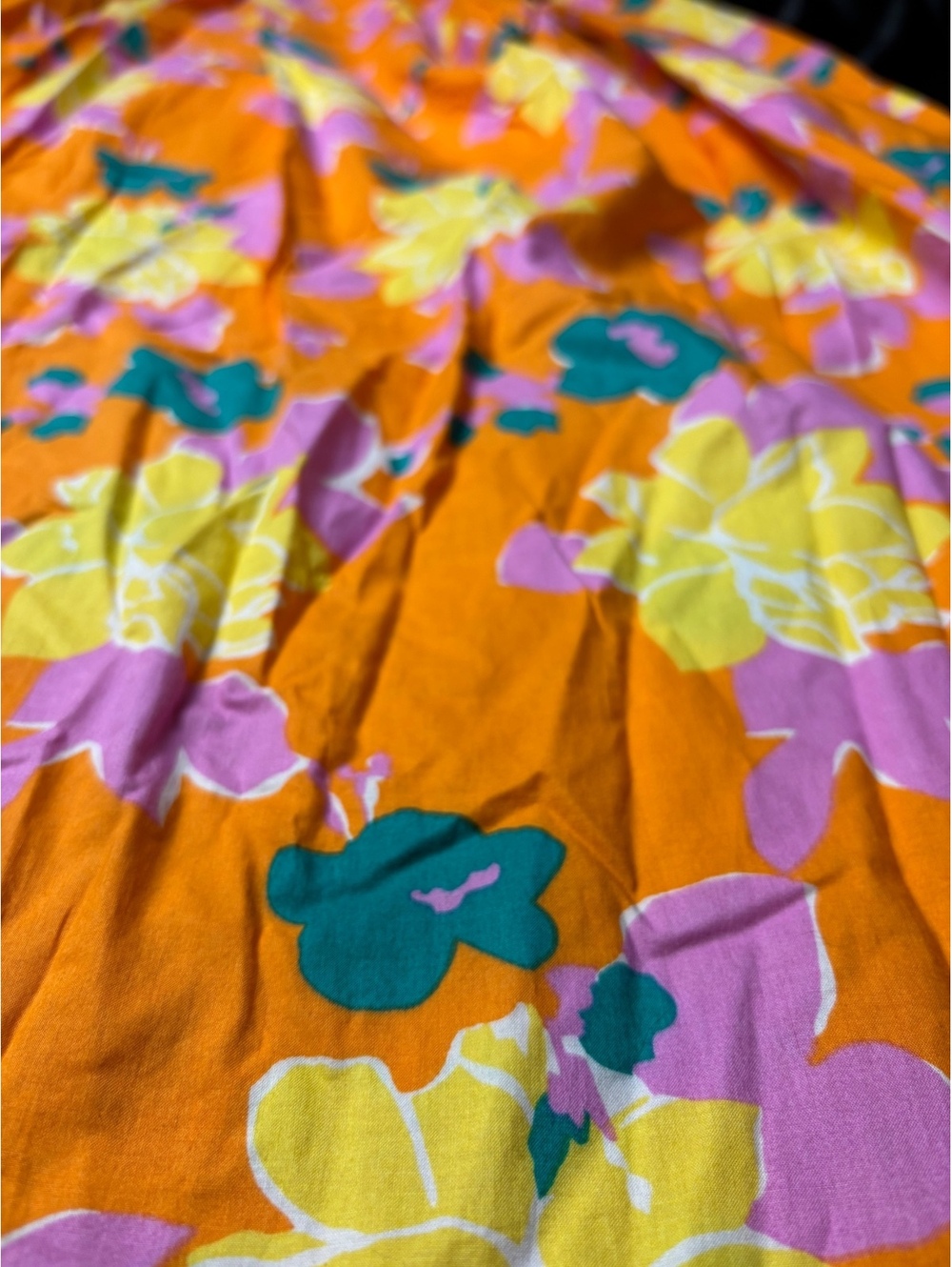 Lena Women's Knee-Length Puff Sleeve Dress in Orange Floral - Picture 9 of 10